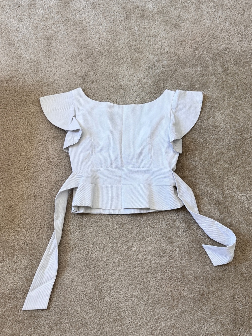 Milly Light Blue Ruffle Sleeve Tie-Waist Top